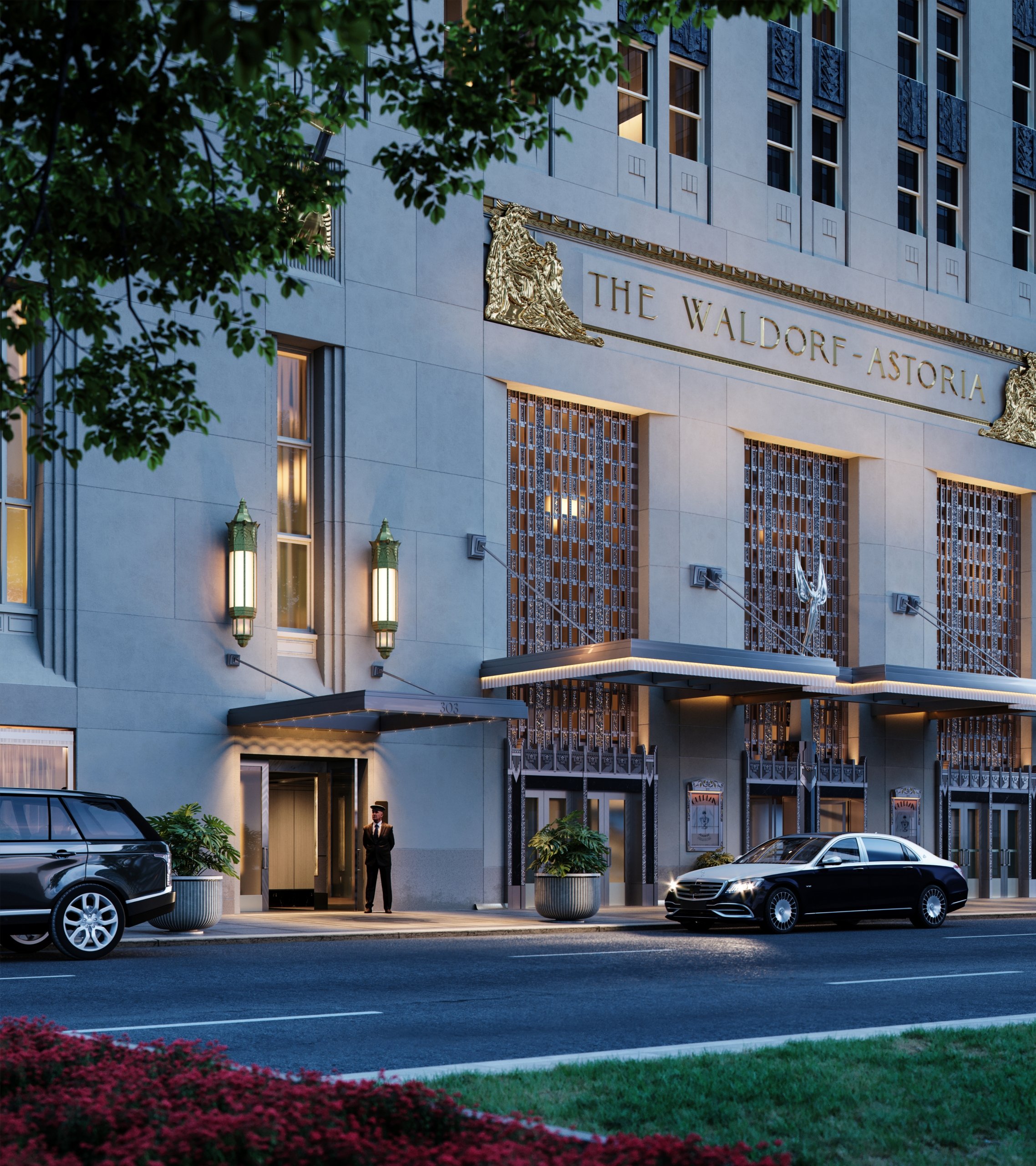 entrance of the Waldorf Astoria